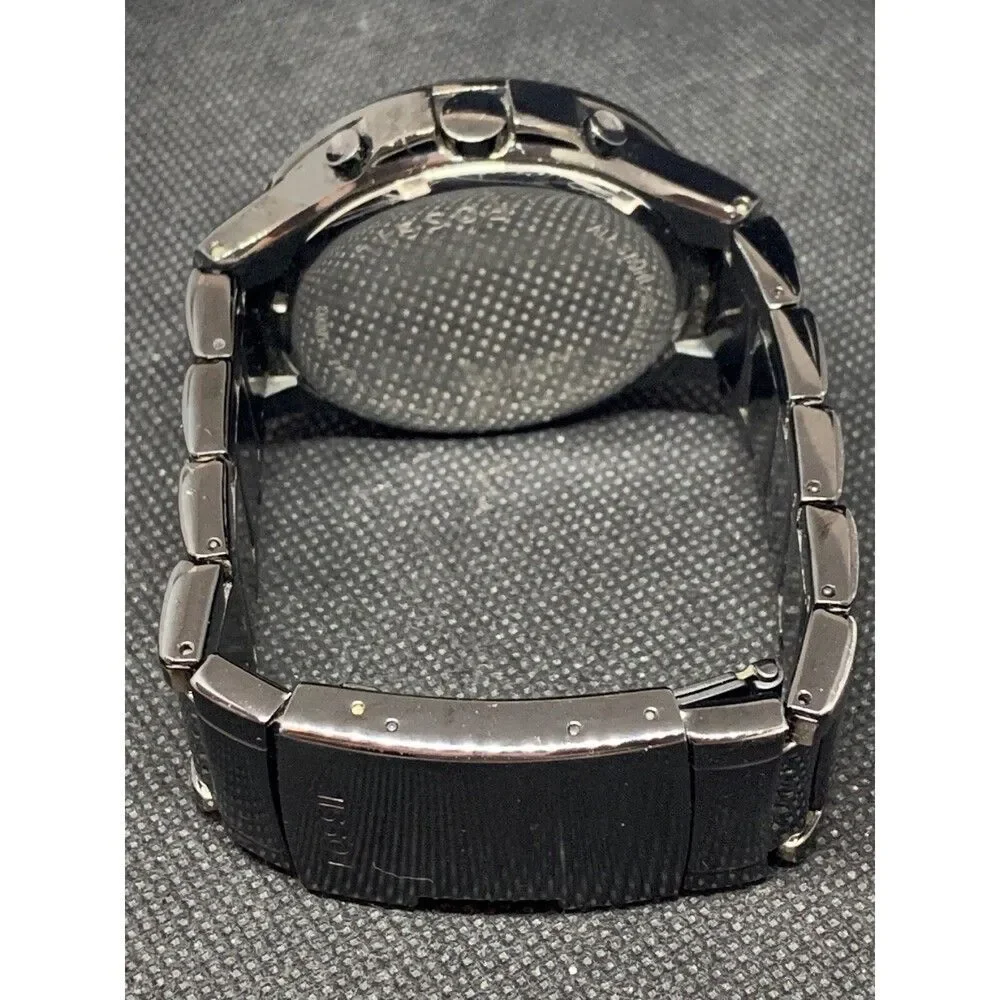 Fossil FS4344 Unisex Watch Diamond Analog Stainless Steel Black Bracelet O675